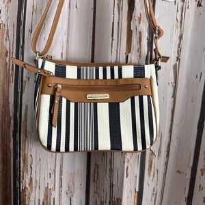 Rosetti Striped Tan and navy blue Shoulder Bag
